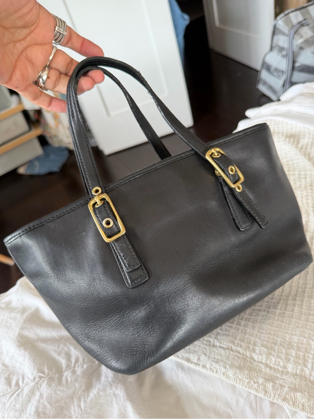 Coach Black Leather Legacy West Mini Market Purse Small Tote Authentic - Picture 2 of 9